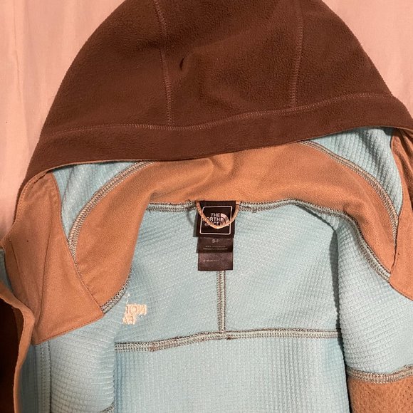 The North Face Windwall Fleece Mid-Layer w/Hood, Brown & Teal, Size S - Picture 4 of 6